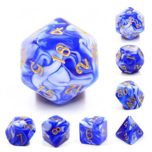 Blue Porcelain RPG Dice Set Accessories Foam Brain   