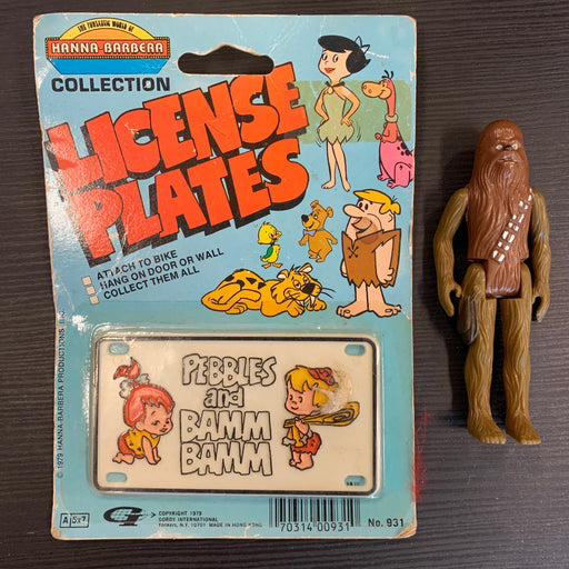 Flintsones Pebbles and Bamm Bamm License Plate - 1978 Vintage Toy Heroic Goods and Games   