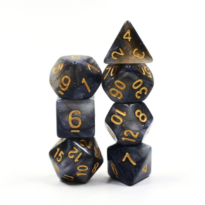 Silver Sparkle RPG Dice Set Accessories Foam Brain   