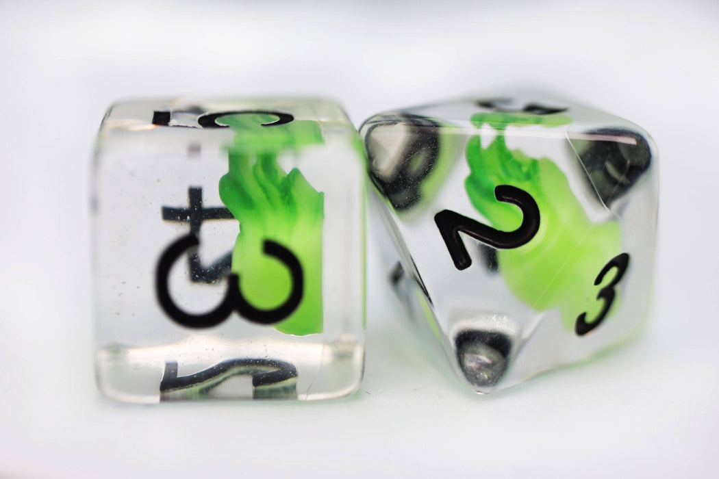 Acquisitions Inc Green Flame RPG Dice Set Accessories Foam Brain Games