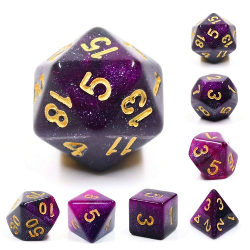 Black & Purple Galaxy RPG Dice Set Accessories Foam Brain   