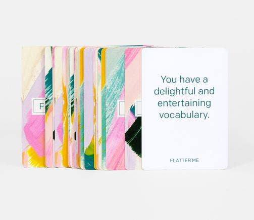 Flatter Me: A Compliment Battle Card Game Board Games Pink Tiger Games