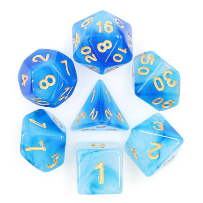Blue Milky RPG Dice Set Accessories Foam Brain   