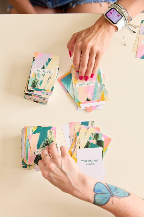 Flatter Me: A Compliment Battle Card Game Board Games Pink Tiger Games