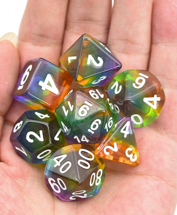 Translucent Rainbow RPG Dice Set Accessories Foam Brain Games