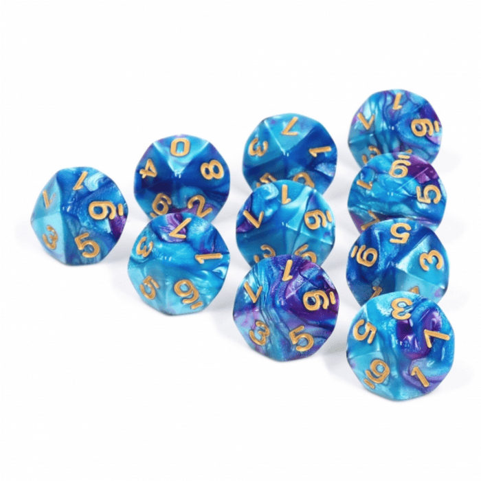 10 piece D10s - Blue Lagoon Accessories Foam Brain Games