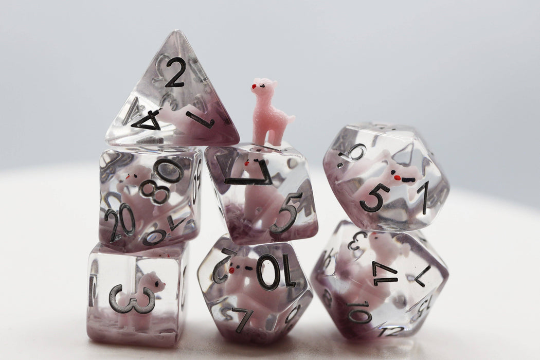 Pink Alpaca RPG Dice Set Accessories Foam Brain Games   