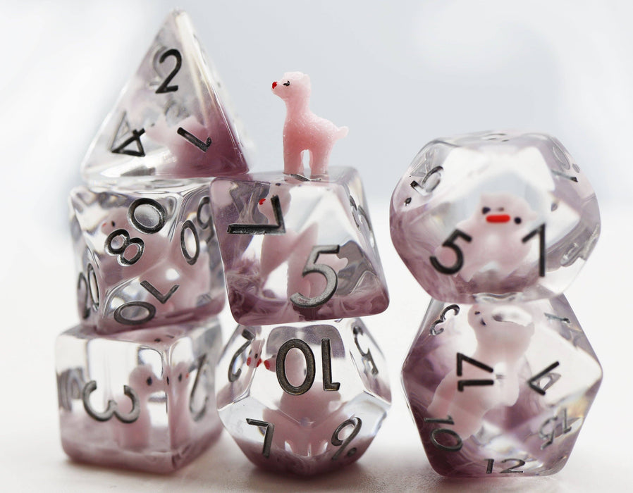 Pink Alpaca RPG Dice Set Accessories Foam Brain Games   