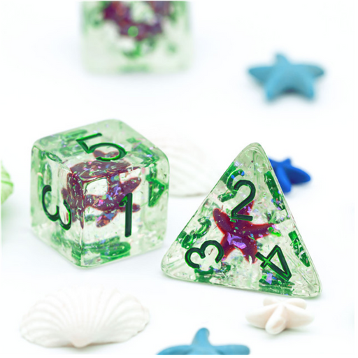 Ocean Sparkle Starfish RPG Dice Set Accessories Foam Brain   
