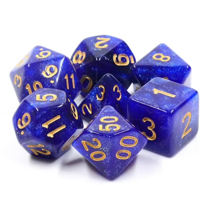 Black & Blue Galaxy RPG Dice Set Accessories Foam Brain   