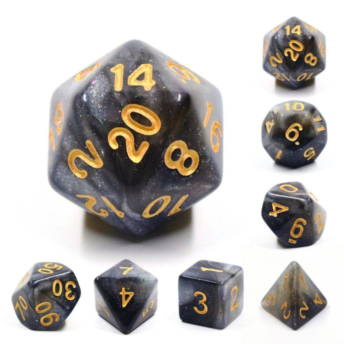 Silver Sparkle RPG Dice Set Accessories Foam Brain   