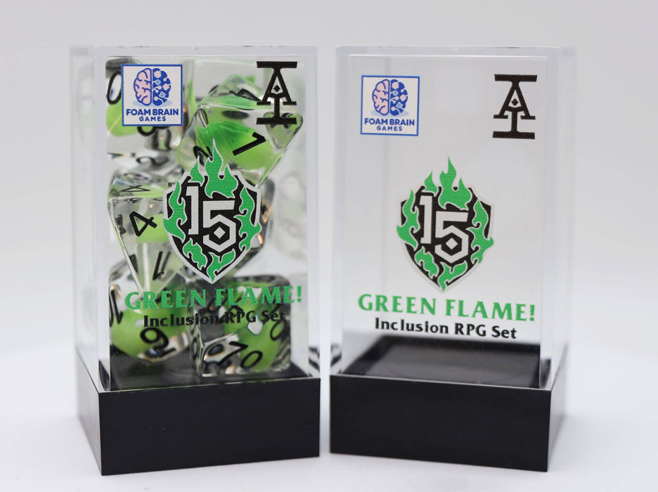 Acquisitions Inc Green Flame RPG Dice Set Accessories Foam Brain Games