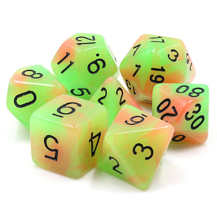 Glow in the Dark Mango RPG Dice Set Accessories Foam Brain   