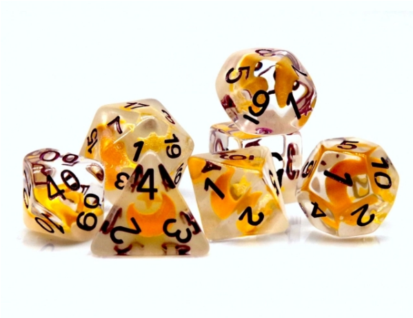 Glow in the Dark Moon and Star RPG Dice Set Accessories Foam Brain Games