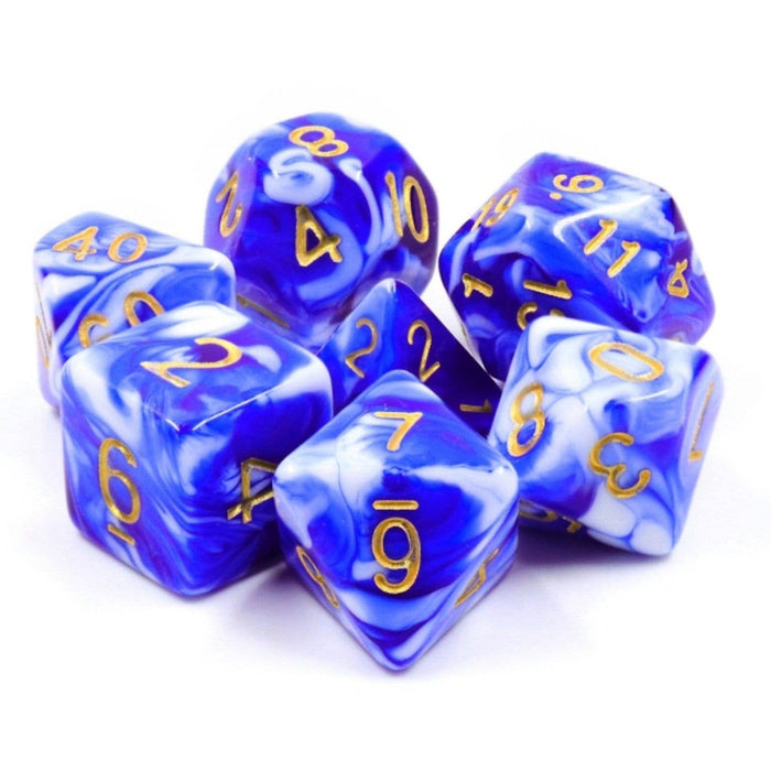 Blue Porcelain RPG Dice Set Accessories Foam Brain   