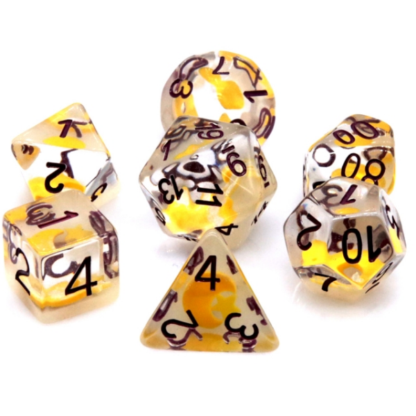 Glow in the Dark Moon and Star RPG Dice Set Accessories Foam Brain Games
