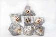 Skull and Silver Glitter RPG Dice Set Accessories Foam Brain Games   