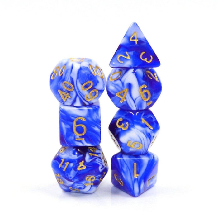 Blue Porcelain RPG Dice Set Accessories Foam Brain   
