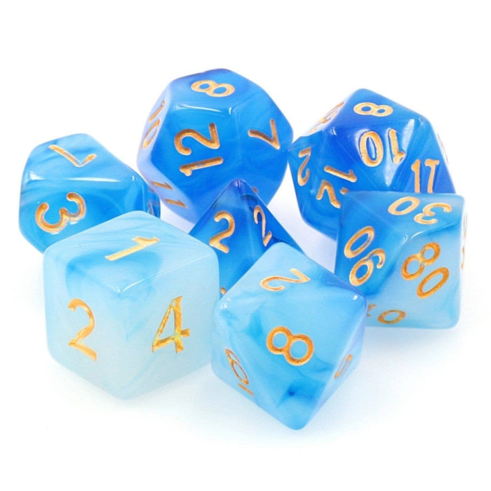 Blue Milky RPG Dice Set Accessories Foam Brain   