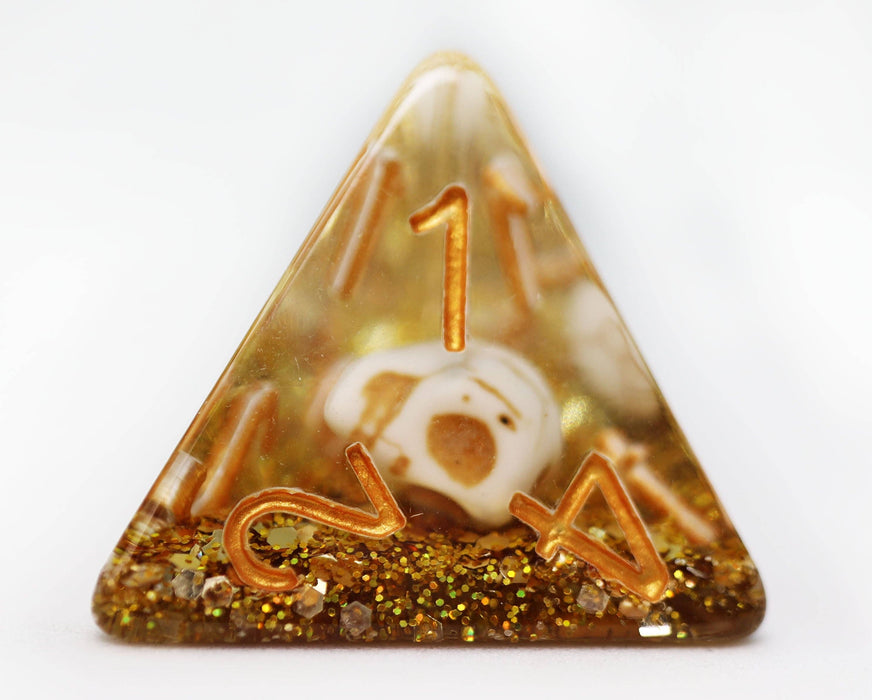 Skull and Gold Glitter RPG Dice Set Accessories Foam Brain Games   