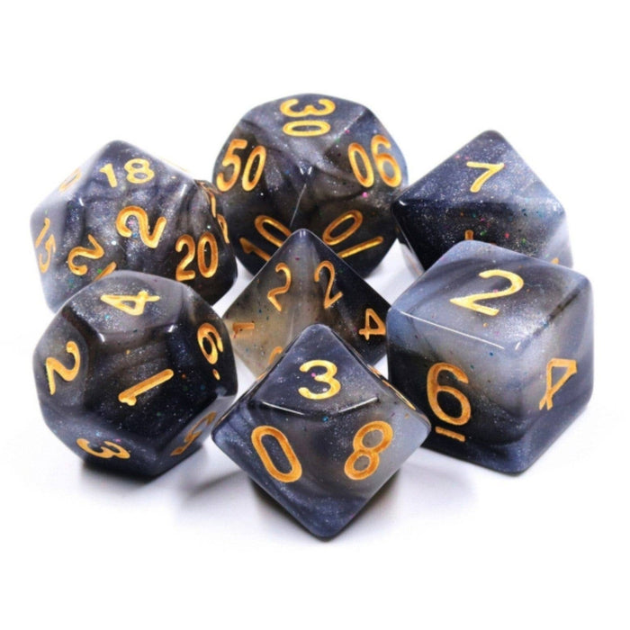 Silver Sparkle RPG Dice Set Accessories Foam Brain   