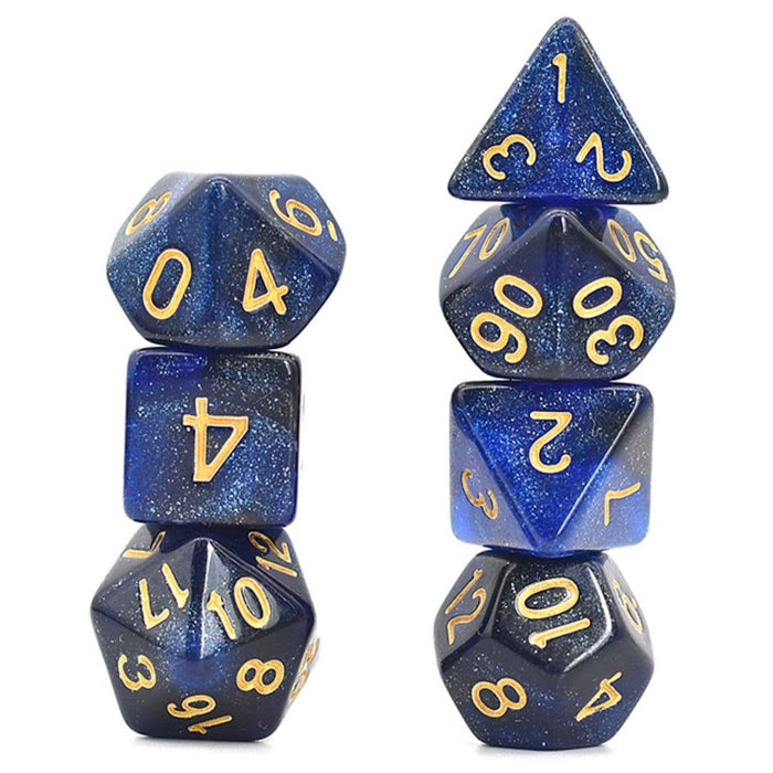 Black & Blue Galaxy RPG Dice Set Accessories Foam Brain   