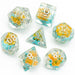 Yellow Flower with Blue Skull RPG Dice Set Accessories Foam Brain Games