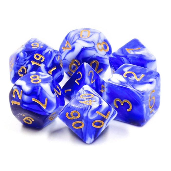 Blue Porcelain RPG Dice Set Accessories Foam Brain   
