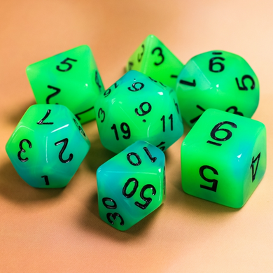 Glow in the Dark - Blue and Green RPG Dice Set Accessories Foam Brain   