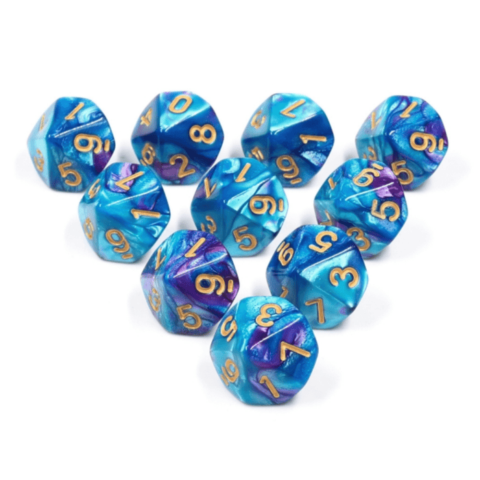 10 piece D10s - Blue Lagoon Accessories Foam Brain Games