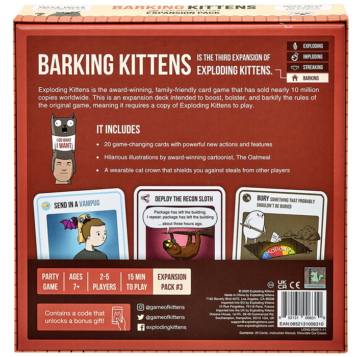 Barking Kittens - an Exploding Kittens Expansion Board Games EXPLODING KITTENS, INC.   