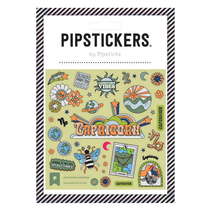 Glow-in-the-Dark Captivating Capricorn Stickers Pipsticks
