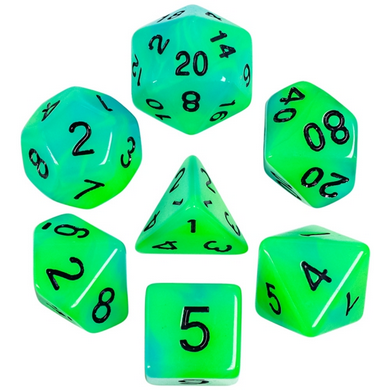 Glow in the Dark - Blue and Green RPG Dice Set Accessories Foam Brain   