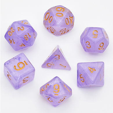 Purple Silk Translucent Dice RPG Dice Set Accessories Foam Brain Games
