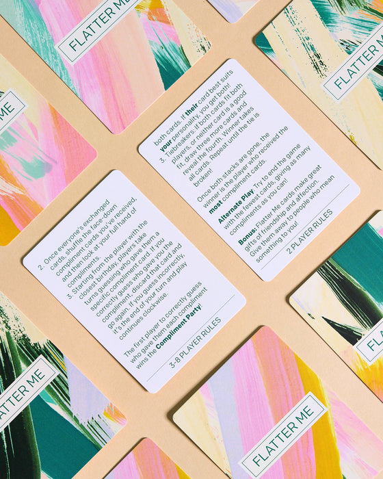 Flatter Me: A Compliment Battle Card Game Board Games Pink Tiger Games