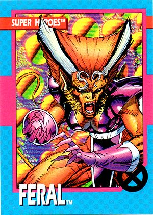 Marvel X-Men 1992 - 016 -  Feral Vintage Trading Card Singles Impel   