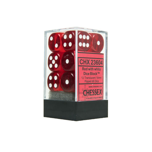 Translucent: 16mm D6 Red/White (12) Accessories CHESSEX MFG. CO. LLC   