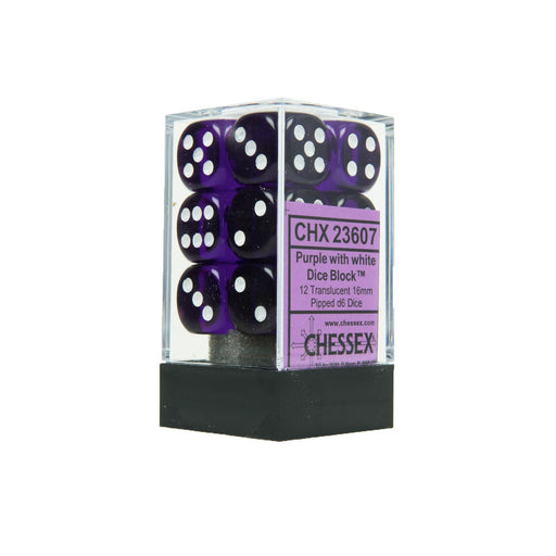 Translucent: 16mm D6 Purple/White (12) Accessories CHESSEX MFG. CO. LLC   
