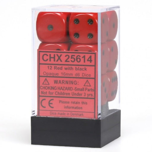 Opaque: 16mm D6 Red/Black (12) Accessories CHESSEX MFG. CO. LLC   