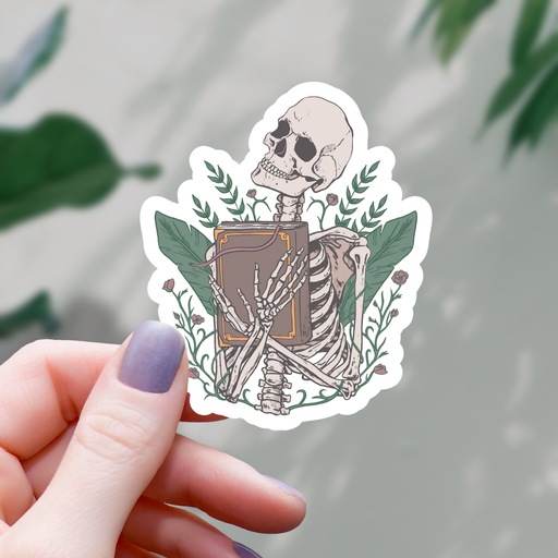 Skeleton Holding a Book Sticker - 3" Gift Mimic Gaming Co   