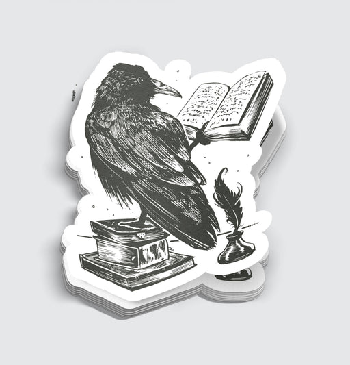 Black Ink Raven Reading a Book Sticker - 3" Gift Mimic Gaming Co   