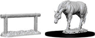 WizKids Deep Cuts Unpainted Miniatures: W10 Horse & Hitch Miniatures NECA   