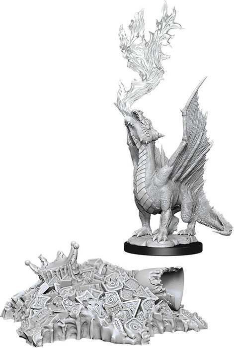 Dungeons & Dragons Nolzur`s Marvelous Unpainted Miniatures: W11 Gold Dragon Wyrmling & Small Treasure Pile Miniatures NECA   