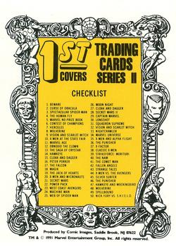 Marvel 1st Covers II - 1991 - 100 - Checklist Vintage Trading Card Singles Comic Images   