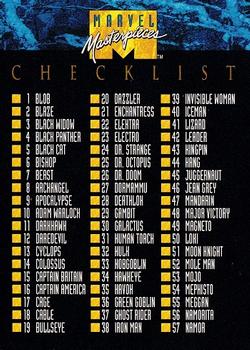Marvel Masterpieces - 1992 - 100 - Checklist Vintage Trading Card Singles Skybox