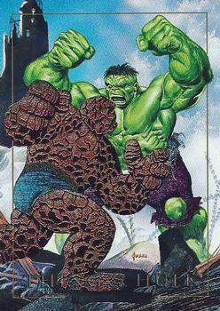 Marvel Masterpieces - 1992 - Battle Spectra - 01-D    - Thing vs Hulk Vintage Trading Card Singles Skybox