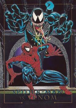 Marvel Masterpieces - 1992 - Battle Spectra - 04-D    - Spider-Man vs Venom Vintage Trading Card Singles Skybox