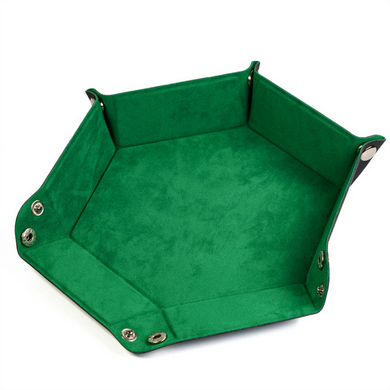 Leatherette & Velvet Dice Tray (Emerald Hex) Accessories Foam Brain   