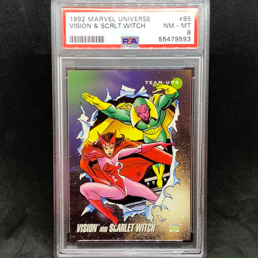Marvel Universe 1992 - 85 - Vision and Scarlet Witch - PSA 8 Vintage Trading Card Singles Impel   