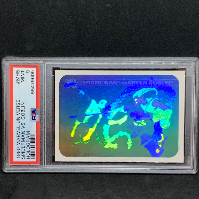 Marvel Universe 1990 - MH5 - Spider-Man vs Green Goblin Hologram - PSA 9 Vintage Trading Card Singles Impel